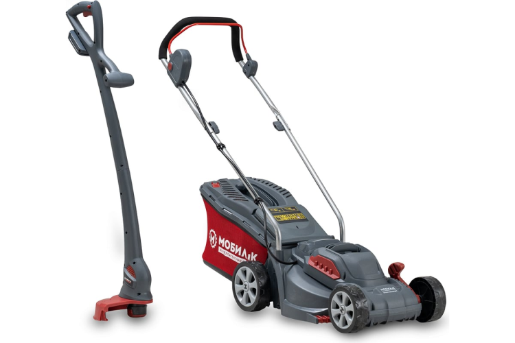 Газонокосилка МОБИЛ К XMA33 Комфорт + триммер XTA25 Комфорт аккумуляторные 20 Вольт с Акб 4 Ач и Зу