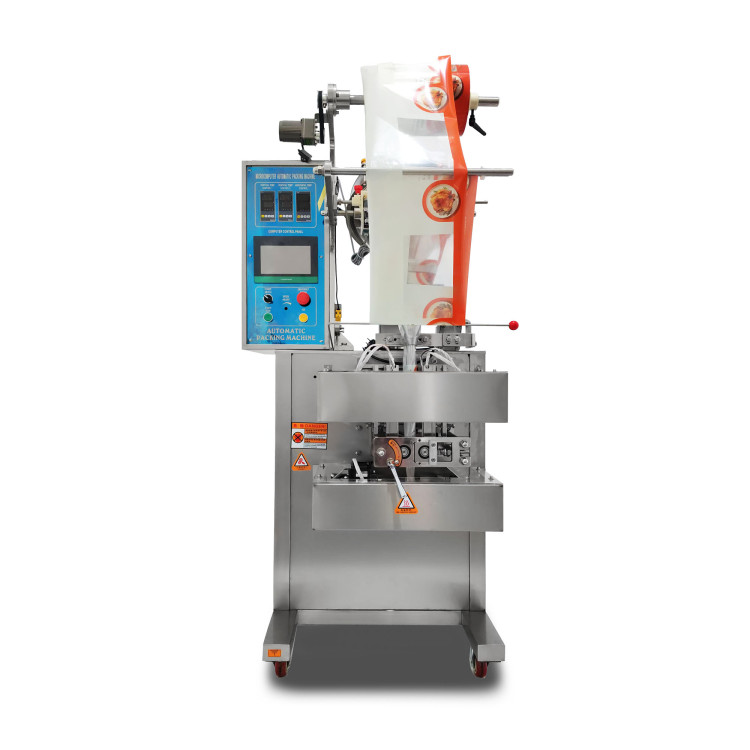 Автоматическая фасовочно-упаковочная машина DXDF-320RH-E (нерж., 4-х шовн. пакет, 15-100 мл, W пленки 240 мм, насечка, зубч. нож)