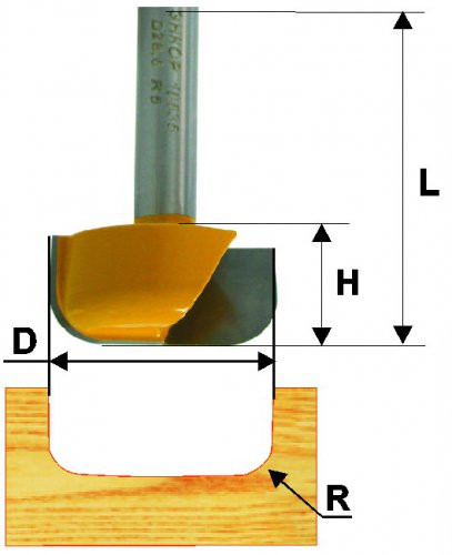 Фреза пазовая фасонная ф28.6х13мм R5мм хв 8мм (46130)