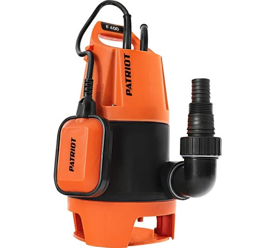 Дренажный насос для грязной воды Patriot F 400 315302405 400Вт, F 400, 133л/мин, 5м, Н=5м, каб.7м, 35мм, 3,6кг