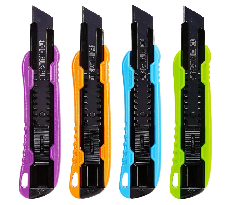 Нож канцелярский,18мм, FINLAND, цвета в ассортименте