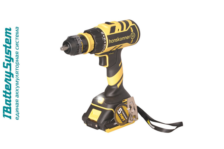Дрель аккум. б/щ Hanskonner HCD1865C 18В, 1BatterySystem, 65Нм,2х2Ач, кейс