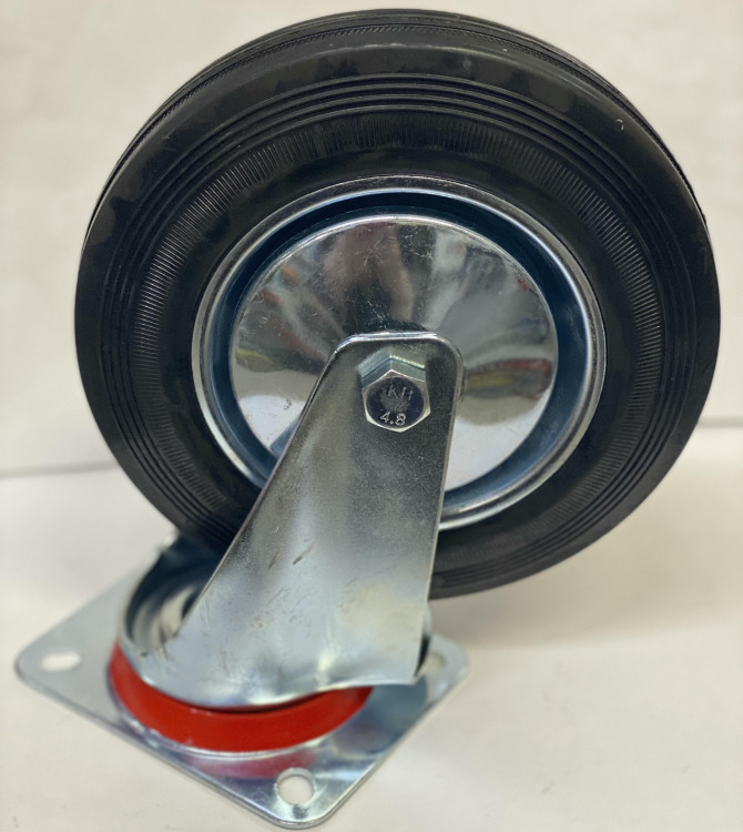 Колесо промышленное 200мм поворотное чёрная резина