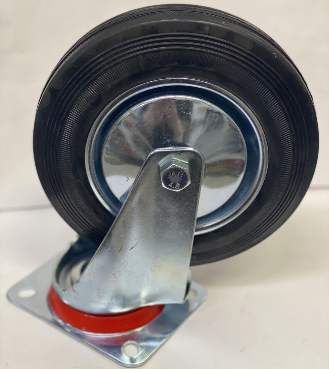 Колесо промышленное 200мм поворотное чёрная резина