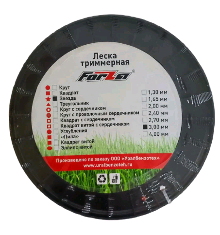Леска FORZA (БУХТА) триммерная 3,00мм 200м ЗВЕЗДА